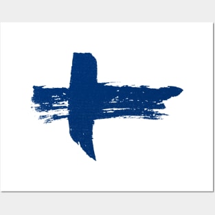 Finland Flag - Scandinavian Cross - Pencil Strokes Posters and Art